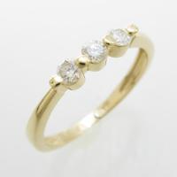 K18YG スリーストーン ダイヤモンドリング