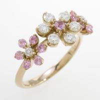 K18PG フラワー ピンクサファイヤリング