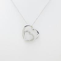 K18WG ハート ダイヤモンドネックレス