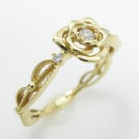 K18YG フラワー ダイヤモンドリング