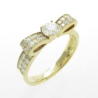 K18YG リボン ダイヤモンドリング 0．286ct・K・VS2・EXT H＆C