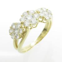 K18YG フラワー ダイヤモンドリング