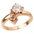 1粒石＆ハート　ピンキーリング（ピンクゴールドコーティング）95-0174