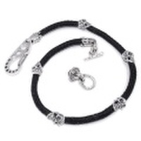 BWL(ビルウォールレザー)　 Leather Braided w/Skull Beads wallet chain WC624S