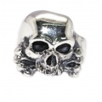 CRAZY PIG DESIGNS(クレイジーピッグ)　THREE QUARTER SKULL & BONE RING #105