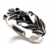 CZアラベスクリーフ・シルバーリング/r077