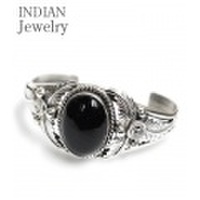 INDIAN JEWELRY オニキスをセットしたナバホ族アーティストRR氏の作品『NAVAJO BANGLE RR』【アメカジ・ネイティブ】IJ-005