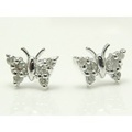 K18WG(ホワイトゴールド)蝶がキュートなダイヤモンド0.16ctピアス [y060135]