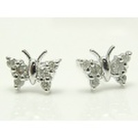 K18WG(ホワイトゴールド)蝶がキュートなダイヤモンド0.16ctピアス [y060135]