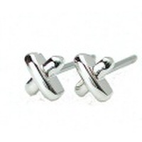 K18WG＆チタン　スタイリッシュ クロス　ピアス