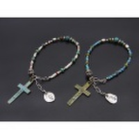 Maria in the dark（マリアインザダーク）　Beads Bracelet with Skull & Cross（ビーズブレスレットウィズスカルアンドクロス）