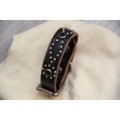 Nyovee Style#C03B 18mm幅スタッズブレスレット w/バックル Black / Black Stone メイドインUSA