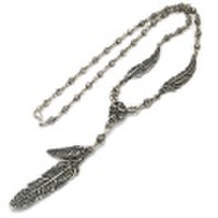 ROYAL ORDER(ロイヤルオーダー) CARVED SKULL&BONES W/FEATHER NECKLACE 【SN519-22-26】