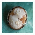 1920-30’s ヴィンテージ手彫りのシェルカメオシルバー製ブローチ