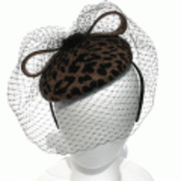 Scala Collezione◆ウールフェルトリボンレパードヘッドドレス・カチューシャ◆ブラウンmix