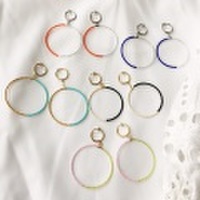 [再販][即納] ピアスみたいに見えるイヤリング カラービーズフープイヤリング