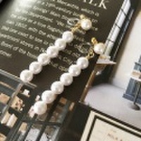 [再販][即納] ピアスみたいに見えるイヤリング ラインパールノンホールピアス