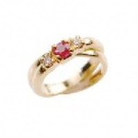 baby’s ring - K18 二連脇メレダイヤ - 7月 ルビー