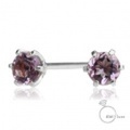 me.luxe 　K10WG アメジスト/誕生石1粒石ピアス（ホワイトゴールド）95-0711