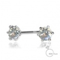 me.luxe 　K10WG ムーンストーン/誕生石1粒石ピアス（ホワイトゴールド）95-0723