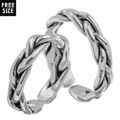 【ペア販売】 シンプル 編み込み ペアリング シルバー アクセサリー 指輪 [シルバーリング] 送料無料 三つ編み リング フリーサイズ