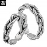 【ペア販売】 シンプル 編み込み ペアリング シルバー アクセサリー 指輪 [シルバーリング] 送料無料 三つ編み リング フリーサイズ