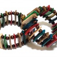 【メール便OK】ココナッツ＆ウッドビーズブレスレット（幅広）