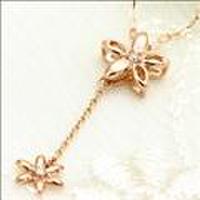 【送料無料】Fleur-フルール-K10ピンクゴールドダイヤモンドネックレス