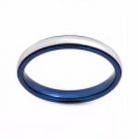 【送料無料】サージカルステンレスリング甲丸 カラー：シルバー×ブルー 刻印　名入れ　7号　9号　11号　15号　17号　21号