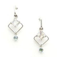 【即日発送可！それぞれがスイングします】 K14ホワイトゴールド ブルームーンストーン/アクアマリンピアス PEWG093