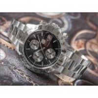 エルジン ELGIN 腕時計 クロノグラフ FK1184S-B 黒 メタルベルト