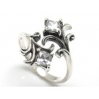 キュービックジルコニア×フラワーモチーフ・シルバーリング/r035