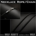 クリックポストのみ送料無料！ レザーチェーン　ネックレスチェーン　フェイクレザー　編み込み　45cm/50cm Braided Synthetic Leather Braided Cord Necklace Chain Unisex 18# 20# WILD HEARTS Leather&Silver (ID nc2904r3)