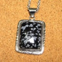 シルバー925 スノーフレークオブシディアン ハンドメイドペンダントトップ ST-281