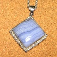 シルバー925 ブルーレースアゲート ハンドメイドペンダントトップ ST-299