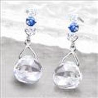 ジェムケリーホワイトゴールドサファイア＆キュービックジルコニアピアス