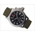 スイスミリタリー SWISS MILITARY 腕時計 CLASSIC CROWN PRO ML370 スモールセコンド ブラック 38mm メンズ グリーンテキスタイルベルト