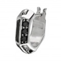 ハーフ サイド ジルコニア ナット フープ ピアス メンズ シルバー アクセサリー 男性 [シルバーピアス] 片耳用(1個売り)