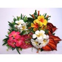 ハワイアン　フラのレッスンやステージに！　ボリュームたっぷりヘアクリップ　プルメリア×アンスリウム