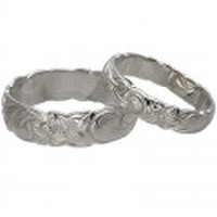 ハワイアンジュエリー / 4mm＆6mm　カットアウトスクロールペアリング　ロジウムコーティング済み