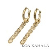 ハワイアンジュエリー / オーダーゴールドプルメリアスクロールピアス　KOA KAHALA