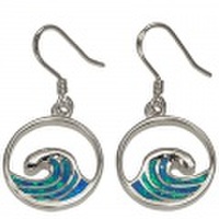 ハワイアンジュエリー / シンセティックオパールサークルウェーブピアス