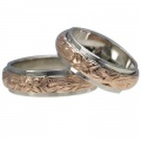 ハワイアンジュエリー 6mm2トーンリング ピンクゴールドコーティング ペアリング