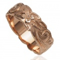 ハワイアンジュエリー 6ｍｍ幅 カットアウトハワイアンスクロールリング 14ｋコーティングピンク