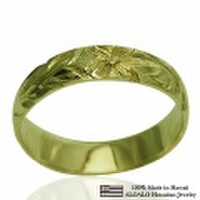 ハワイアンジュエリー オーダーメイド 1.5mm厚 幅 4mm 14金グリーンゴールド バレルリング