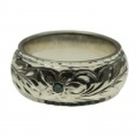 ハワイアンジュエリー オーダーメイド 最適な2mm厚 幅8mm 14金 ２トーンリング ダイヤモンド×2 ホワイトゴールド