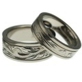ハワイアンジュエリー チタニウム スクロール 6mm 8mm幅 フラットスムースエッジリング ペア割