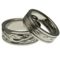ハワイアンジュエリー チタニウム スクロール 6mm 8mm幅 フラットスムースエッジリング ペア割
