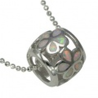 ハワイアンジュエリー ホワイトオパールプルメリアバレルトップ ロジウムコーティング