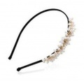 ビーズ 細身 カチューシャ ヘアアクセ パール シンプル オシャレ 結婚式 お出かけ デート 雑貨 小物 OL アシンメトリー アシメ　660413